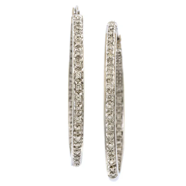 Textured earrings-Vintage Diamond Hoop Earrings