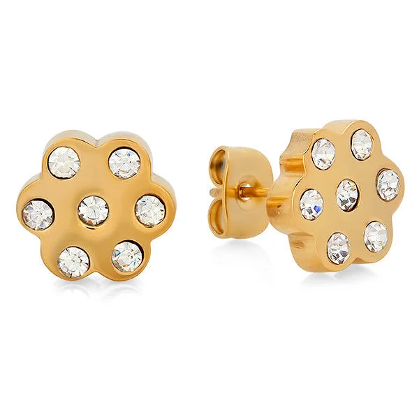 Pentagon stud earrings-Women's Stud Earrings in 18 CT Gold Plated