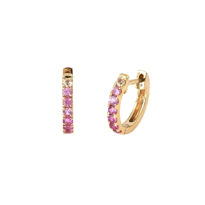 Five-stone earrings-Ombre Pink Sapphire Huggies